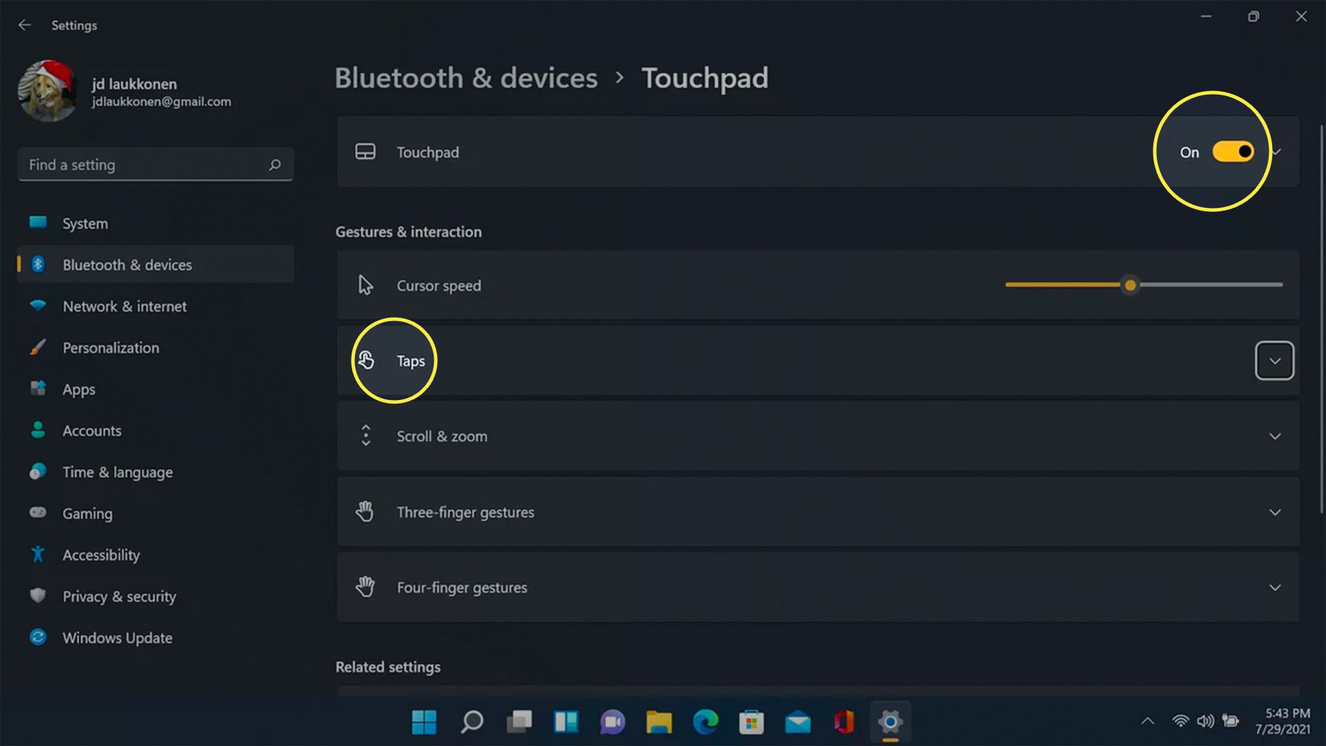 activer pavé tactile windows 11