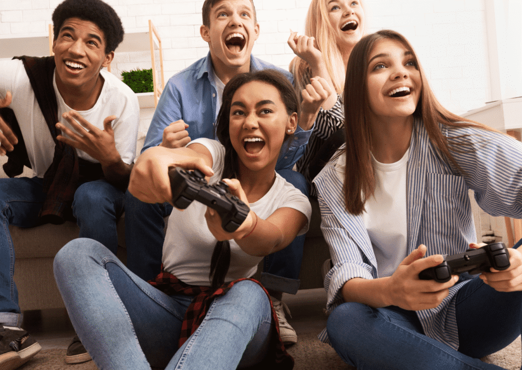 jeunes jouent jeux video