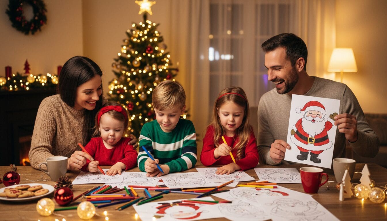 Téléchargez gratuitement des coloriages du Père Noël à imprimer et amusez-vous en famille !