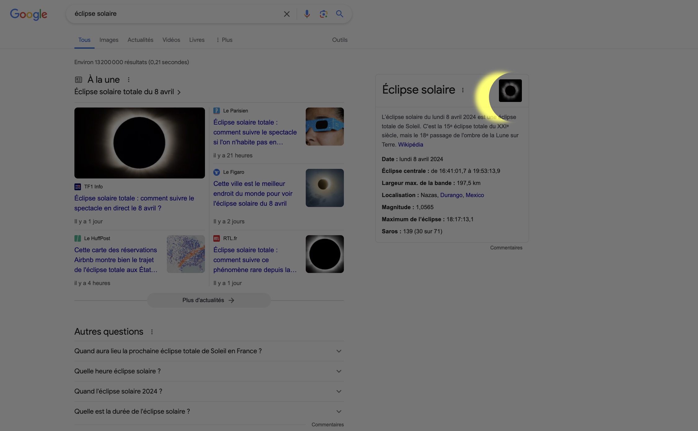 Recherchez « éclipse solaire » sur Google et découvrez une surprise inattendue